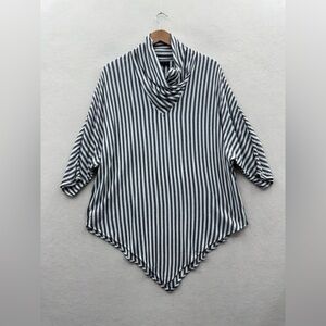 Dairi Fashion Women’s One Size Cowl Neck Gray Striped Lagenlook Moroccan Top